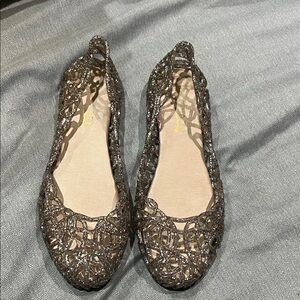 Elegant dark gray with colored shine Women's flats